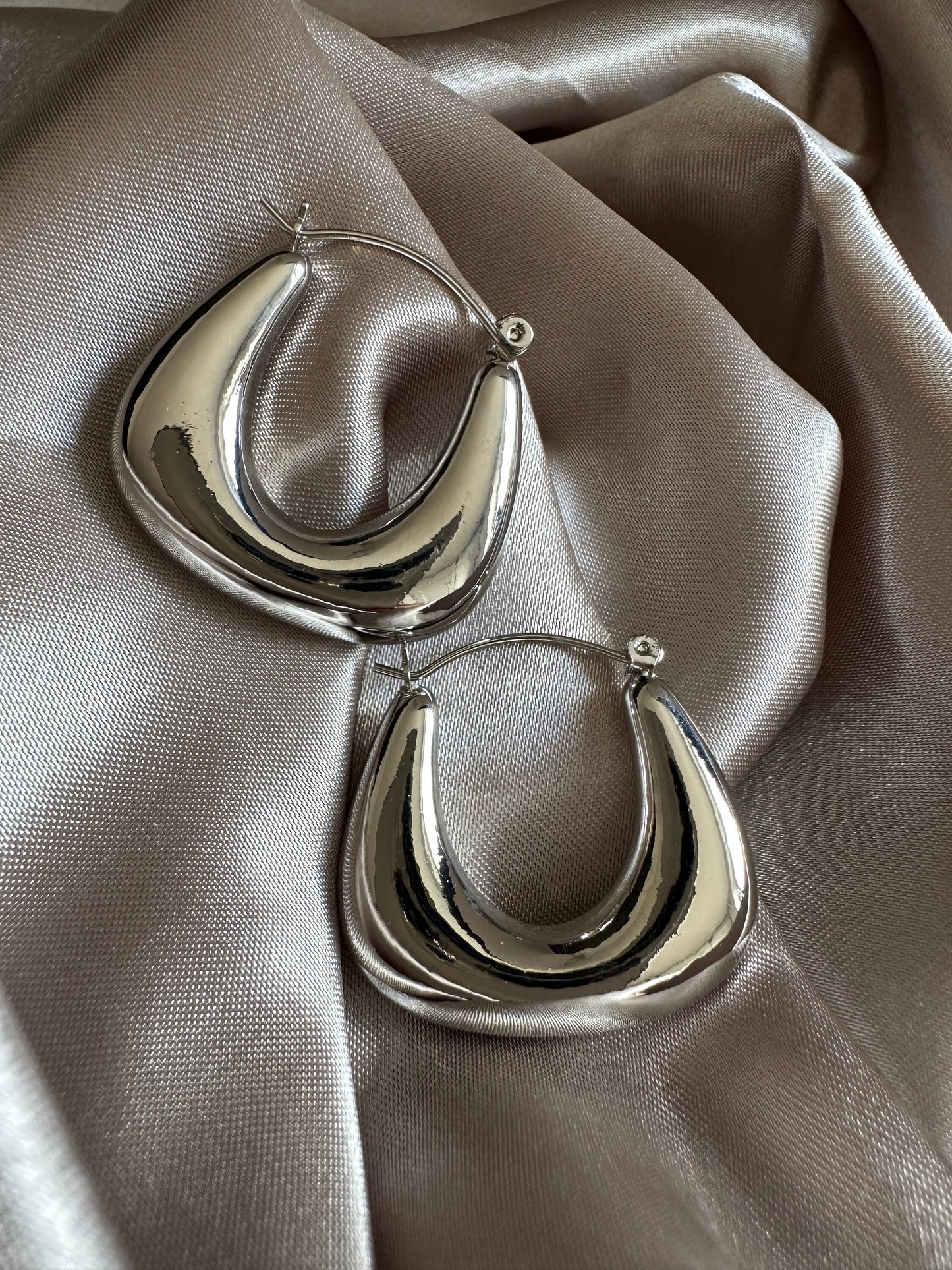 Silver Thick Hoop Earrings: Upcycled Brass, 2.5cm