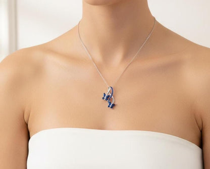 Sterling Silver Infinity Butterfly Sapphire Necklace - September Birthstone
