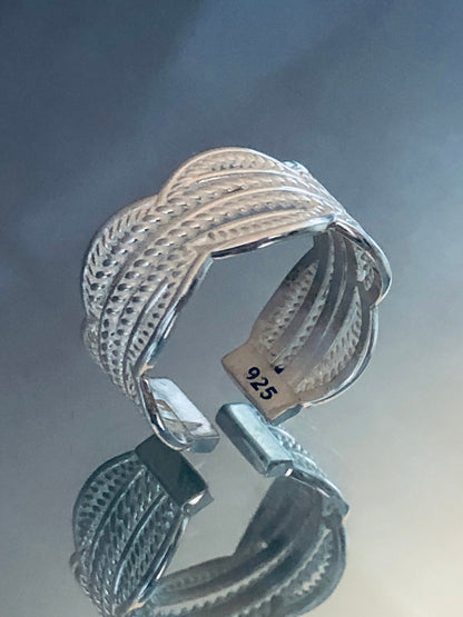 Handmade Chunky Sterling Silver Adjustable Ring: Boho Statement Jewelry