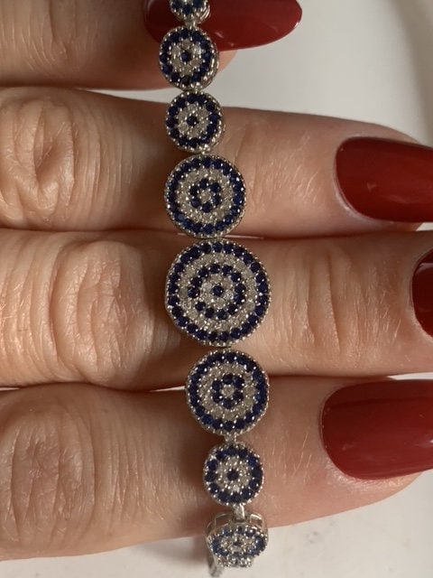 Handmade Evil Eye Bracelet: 925 Sterling Silver Zircon Beaded Charm