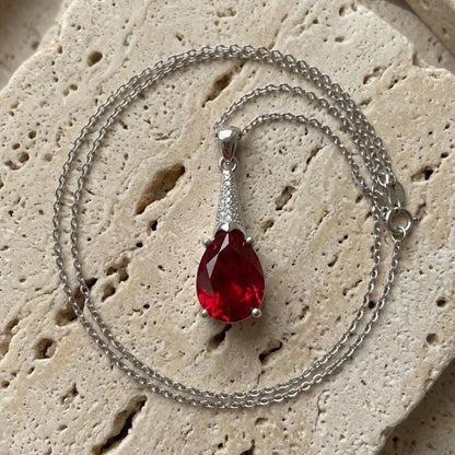Ruby Necklace in Sterling Silver- July Birthstone Jewelry-Gift For Her