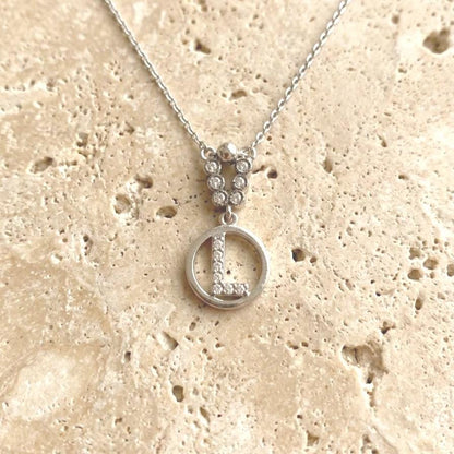 Personalized Sterling Silver Initial L Necklace - Custom Zircon Letter Pendant