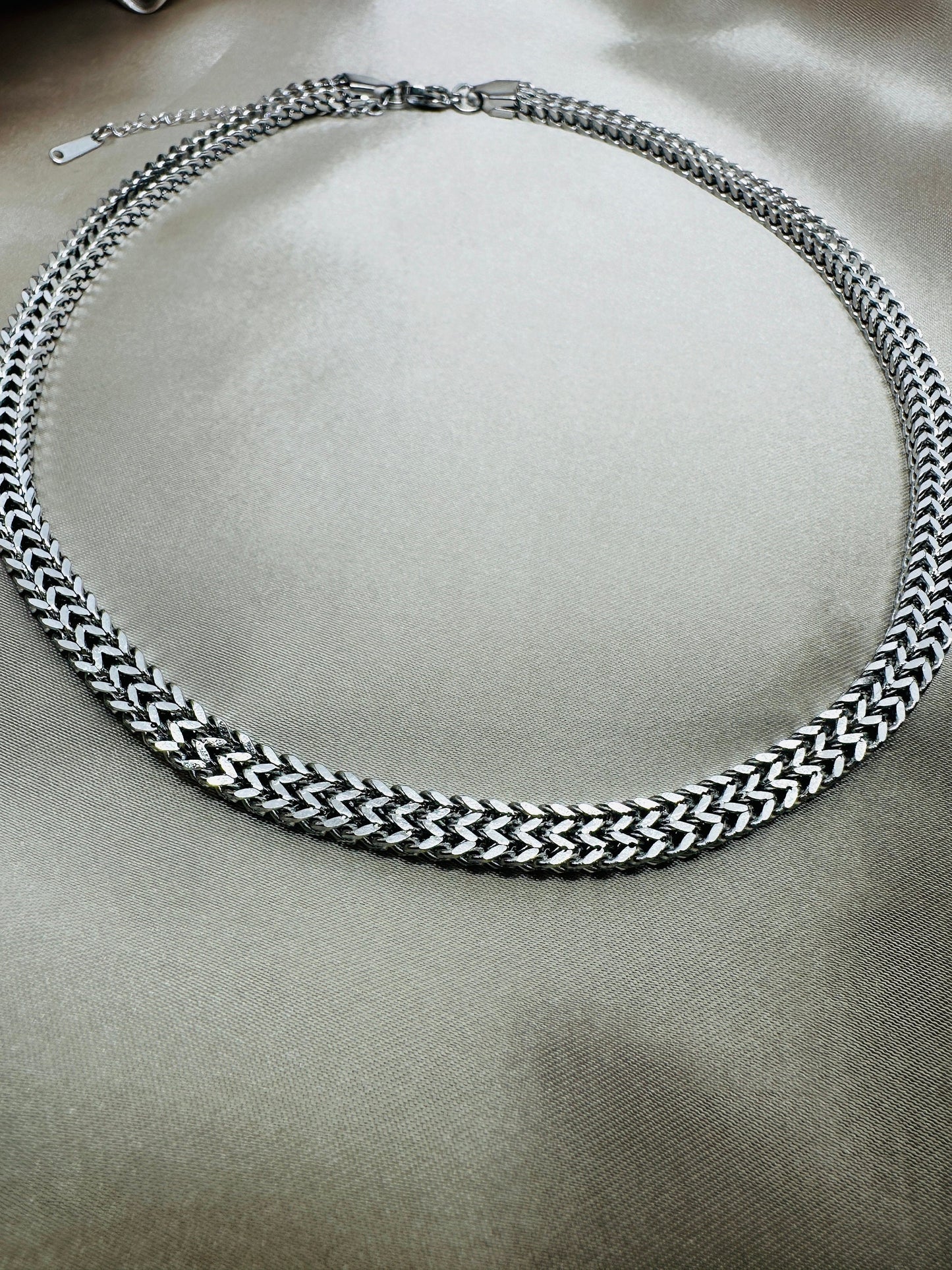 Stainless Steel Chain Necklace for Men - Silver Tone, 45cm