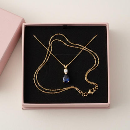 Gold Vermeil Sapphire Necklace - September Birthstone Pendant - Minimalist Jewelry -