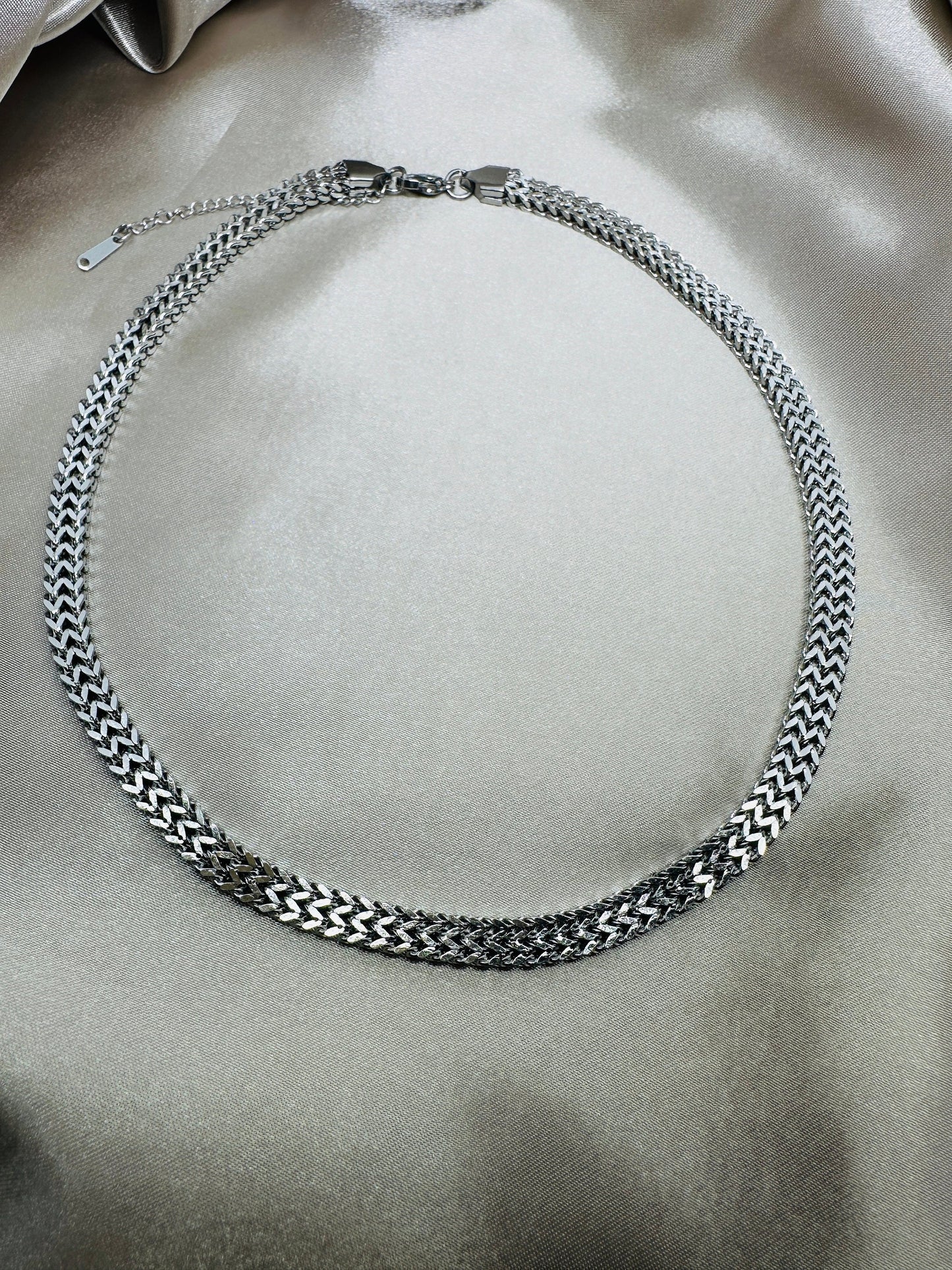 Stainless Steel Chain Necklace for Men - Silver Tone, 45cm