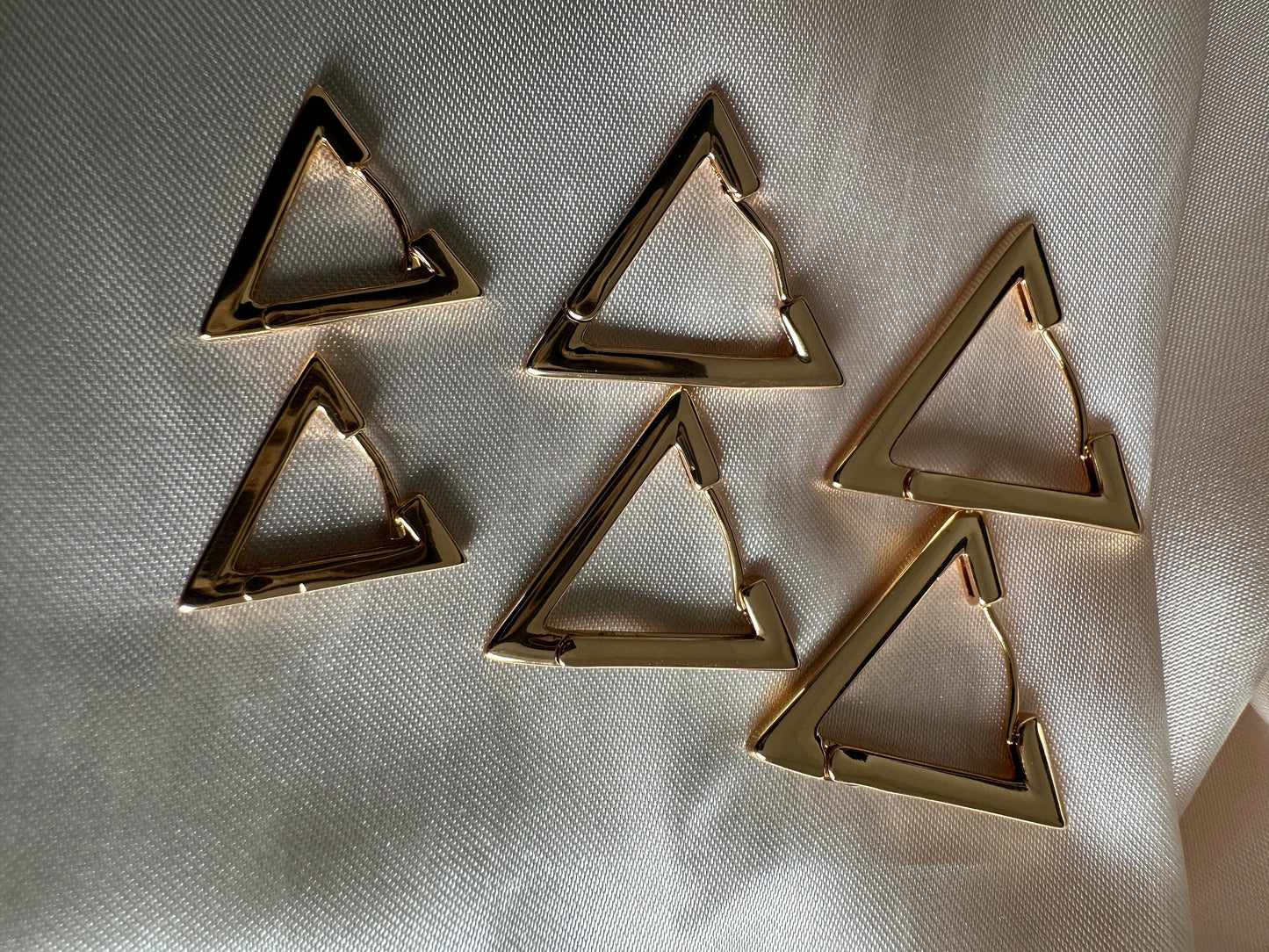 Gold Triangle Earrings - 18ct PVD Plated Brass- Upcycled