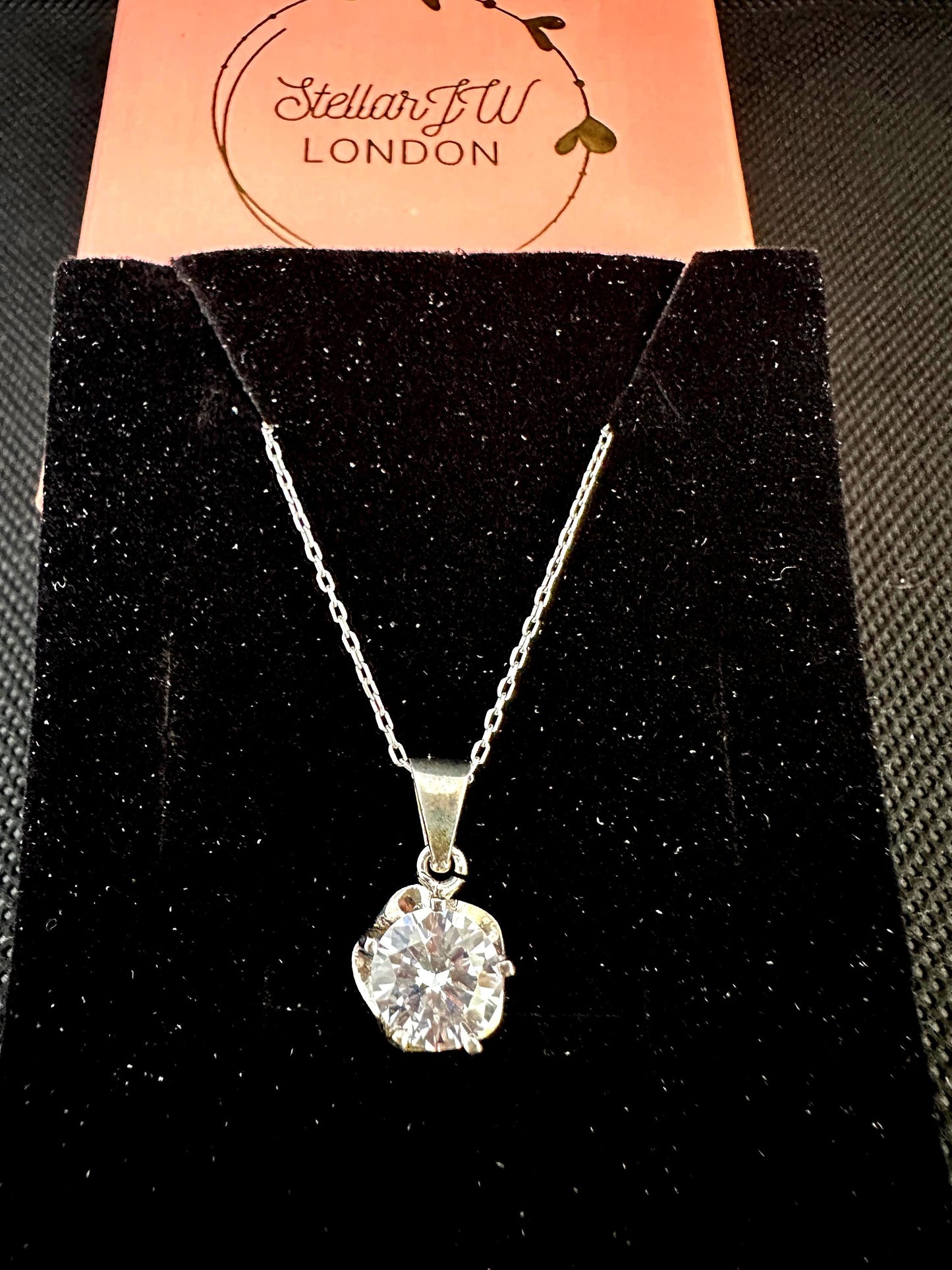 CZ Floral Pendant Necklace - Sterling Silver April Birthstone