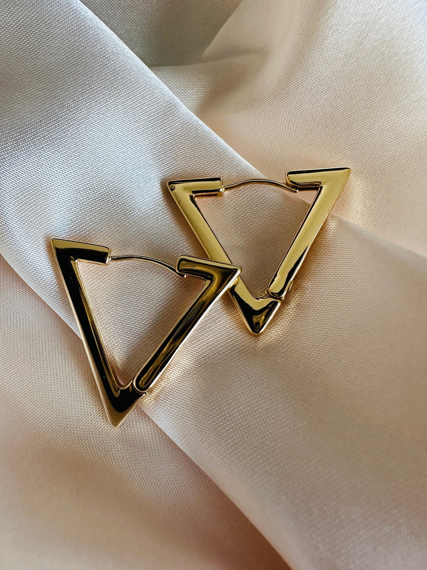 Gold Triangle Earrings - 18ct PVD Plated Brass- Upcycled