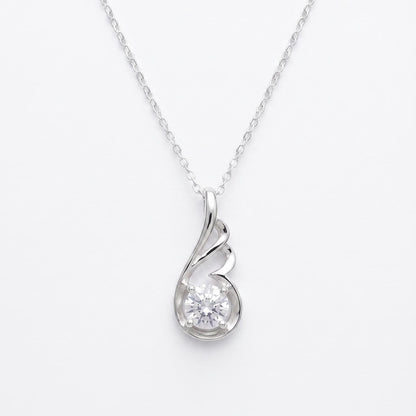 Angel Wing Necklace in Sterling Silver - April Birthstone Necklace -Gift For Her