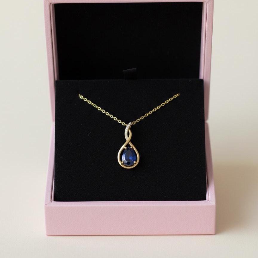 Gold Vermeil Sapphire Infinity Necklace -September Birthstone Pendant-925 Sterling Silver