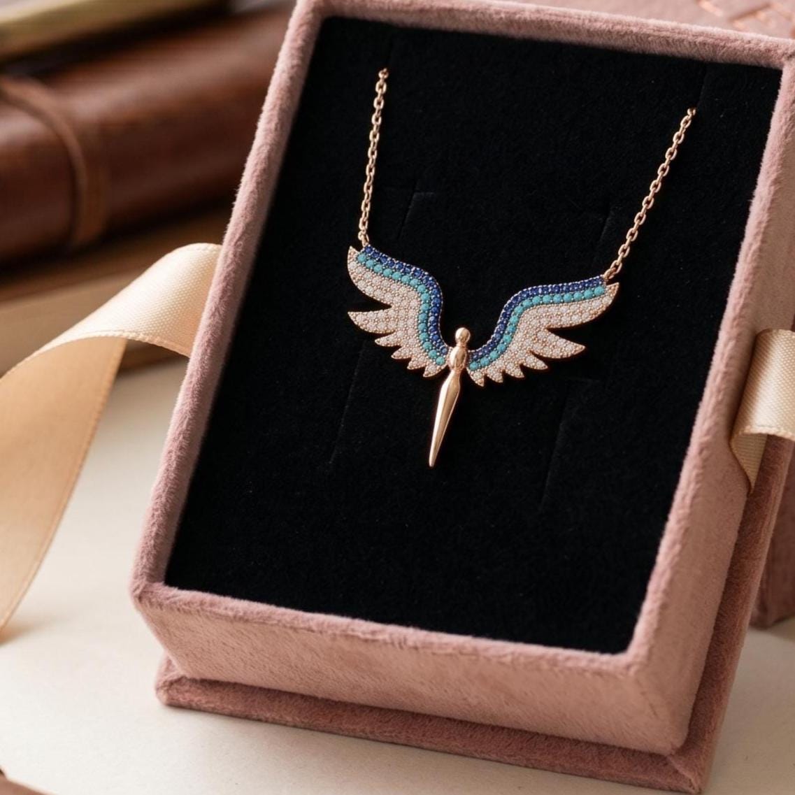 Rose Gold Vermeil Archangel Wings Necklace - Gift For Her