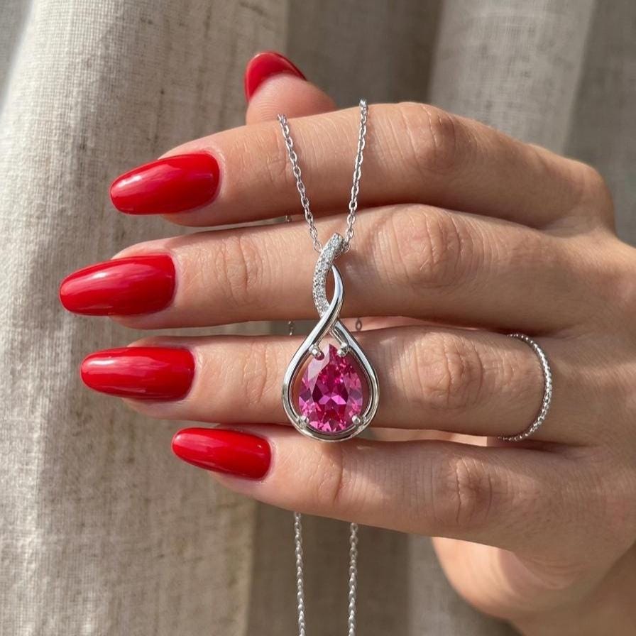 Ruby Infinity Necklace - July Birthstone Pendant - Gift For Her