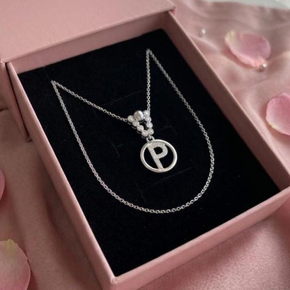 Sterling Silver P Letter Necklace - Custom Zircon Initial Jewelry for Her