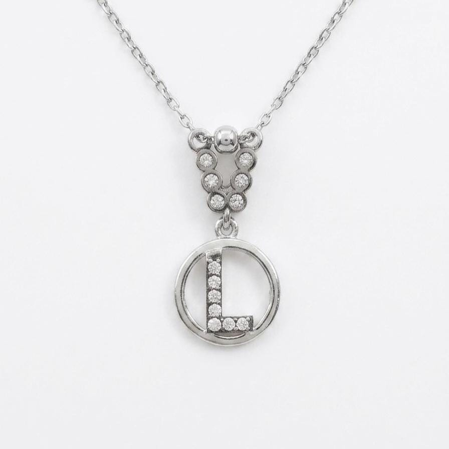 Personalized Sterling Silver Initial L Necklace - Custom Zircon Letter Pendant