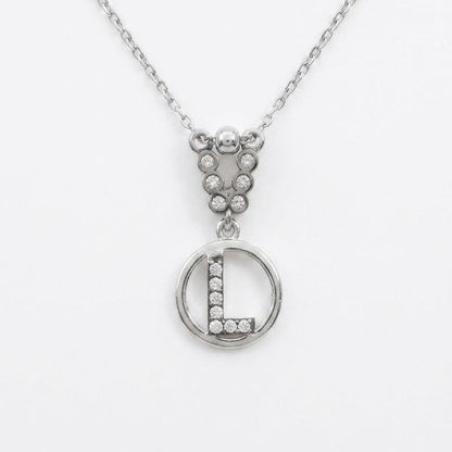 Personalized Sterling Silver Initial L Necklace - Custom Zircon Letter Pendant