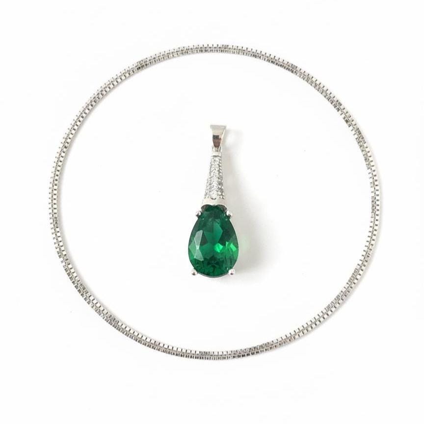 Emerald Necklace in Sterling Silver- May Birthstone Jewelry