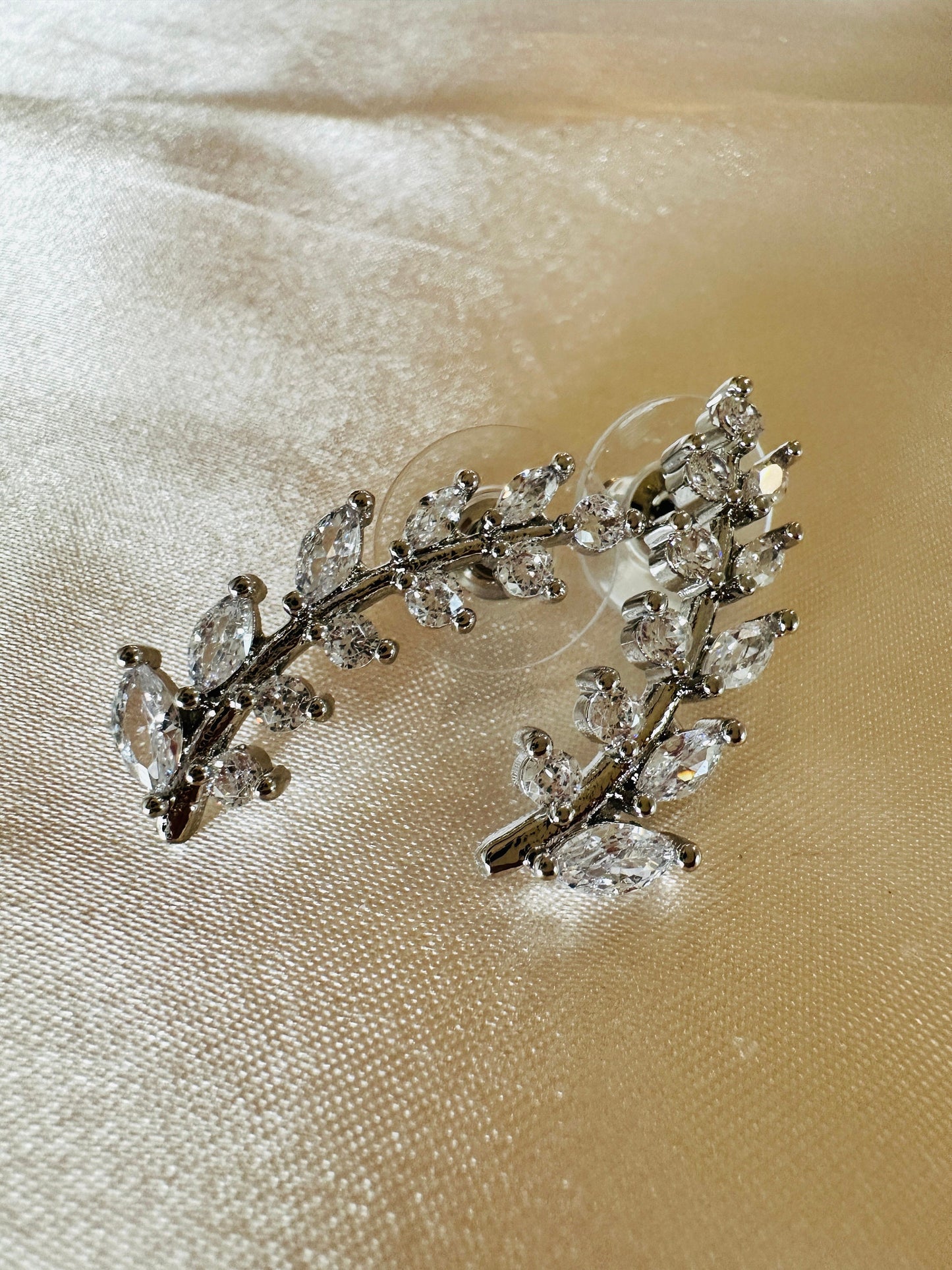 Silver Leaf Stud Earrings: Dainty Brass Jewelry