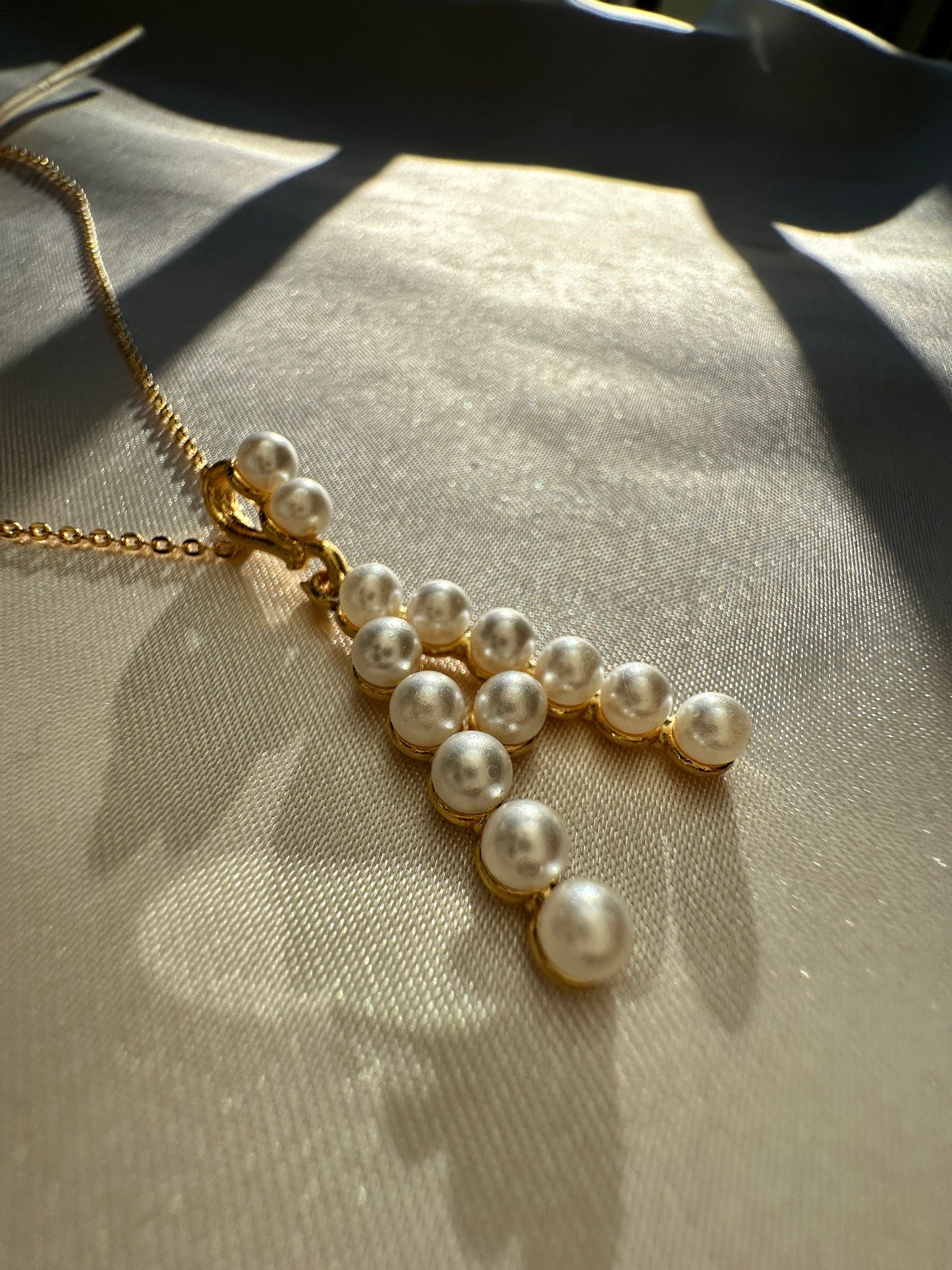 Pearl Initial Necklace: Gold Letter Pendant