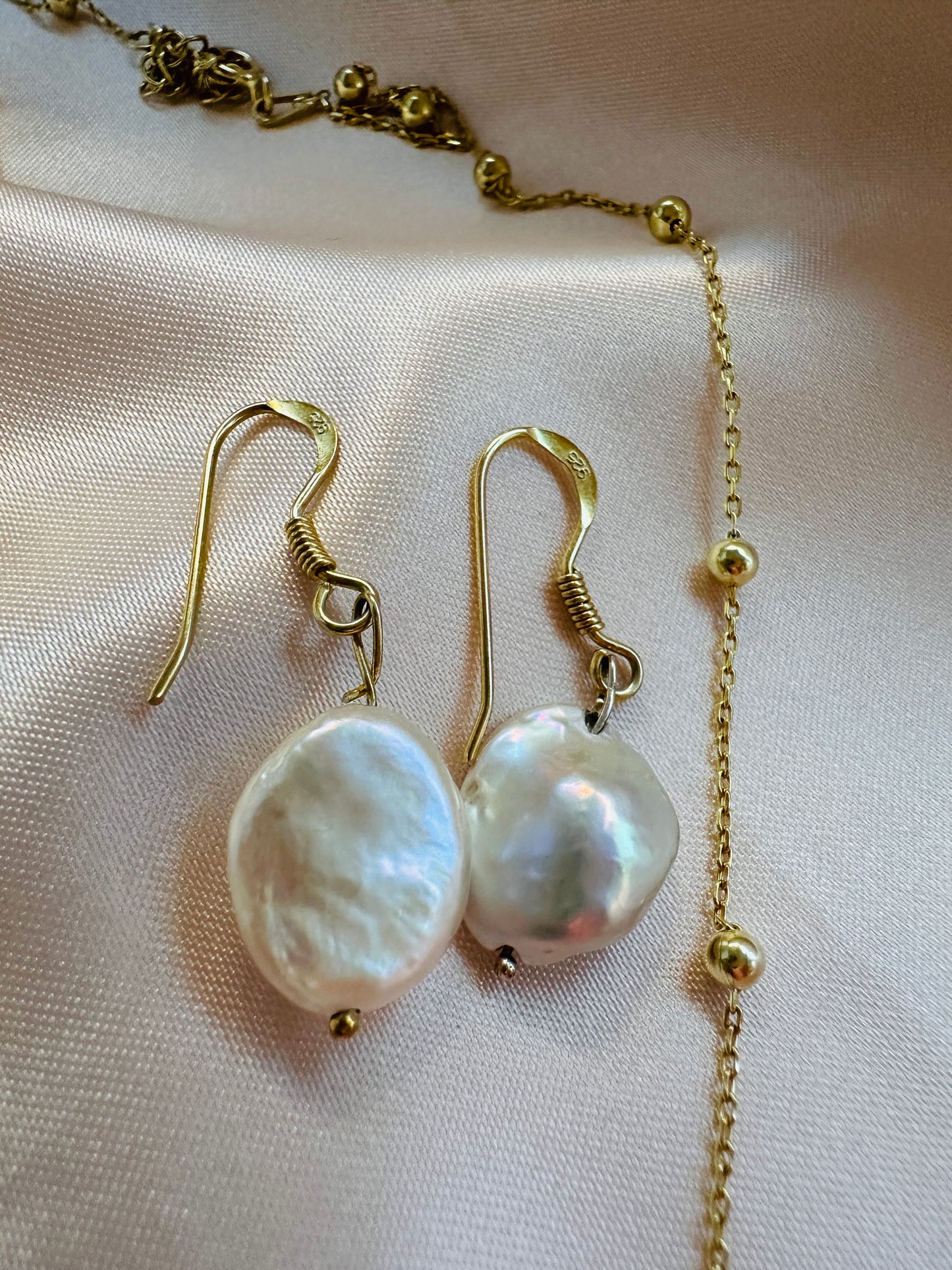 Cara Baroque Pearl Gold Necklace with earrings option