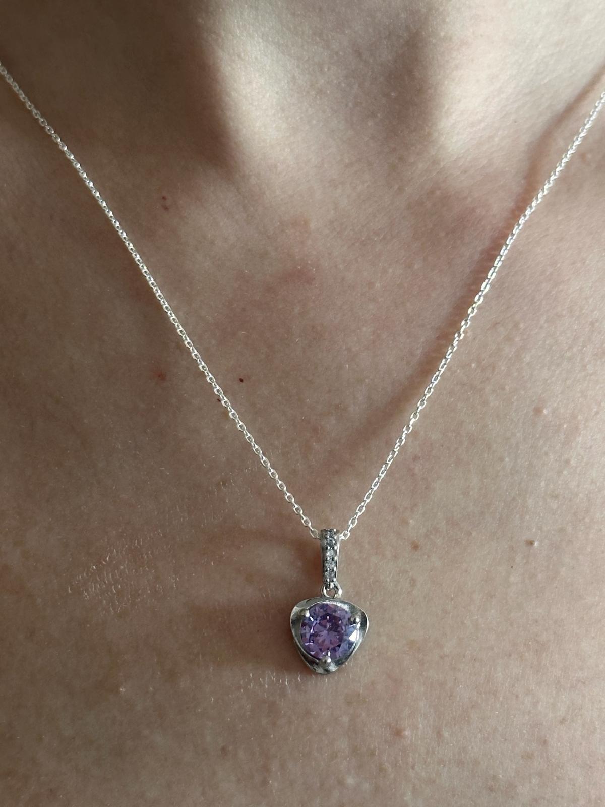 Abbey Amethyst Minimalist Heart Silver Necklace