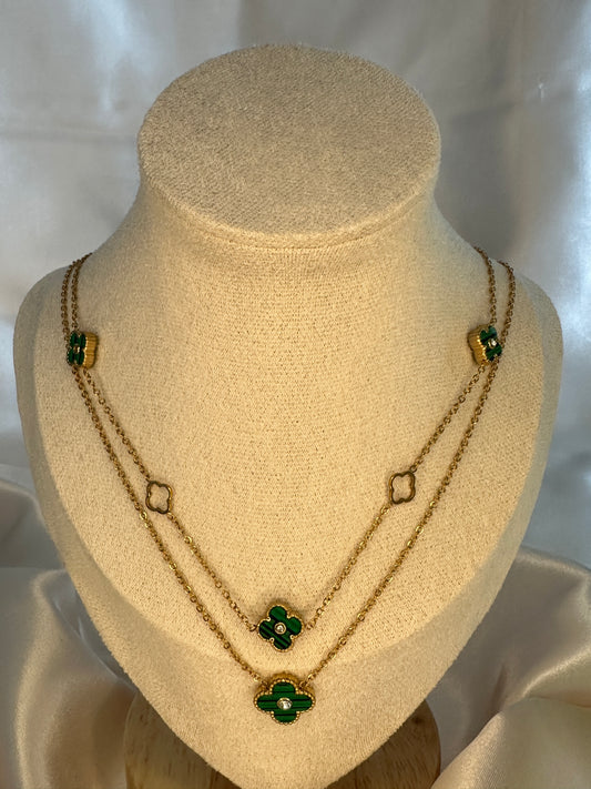 Abelia Four Leaf Clover Necklace Emerald