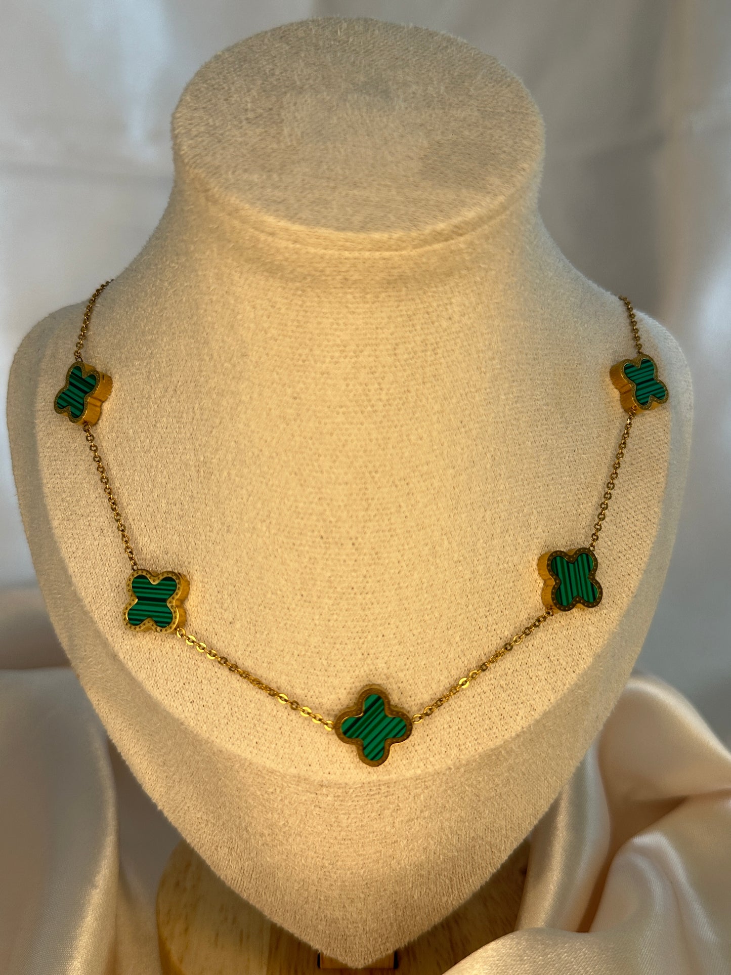 Basilia Four Leaf Clover Necklace Emerald