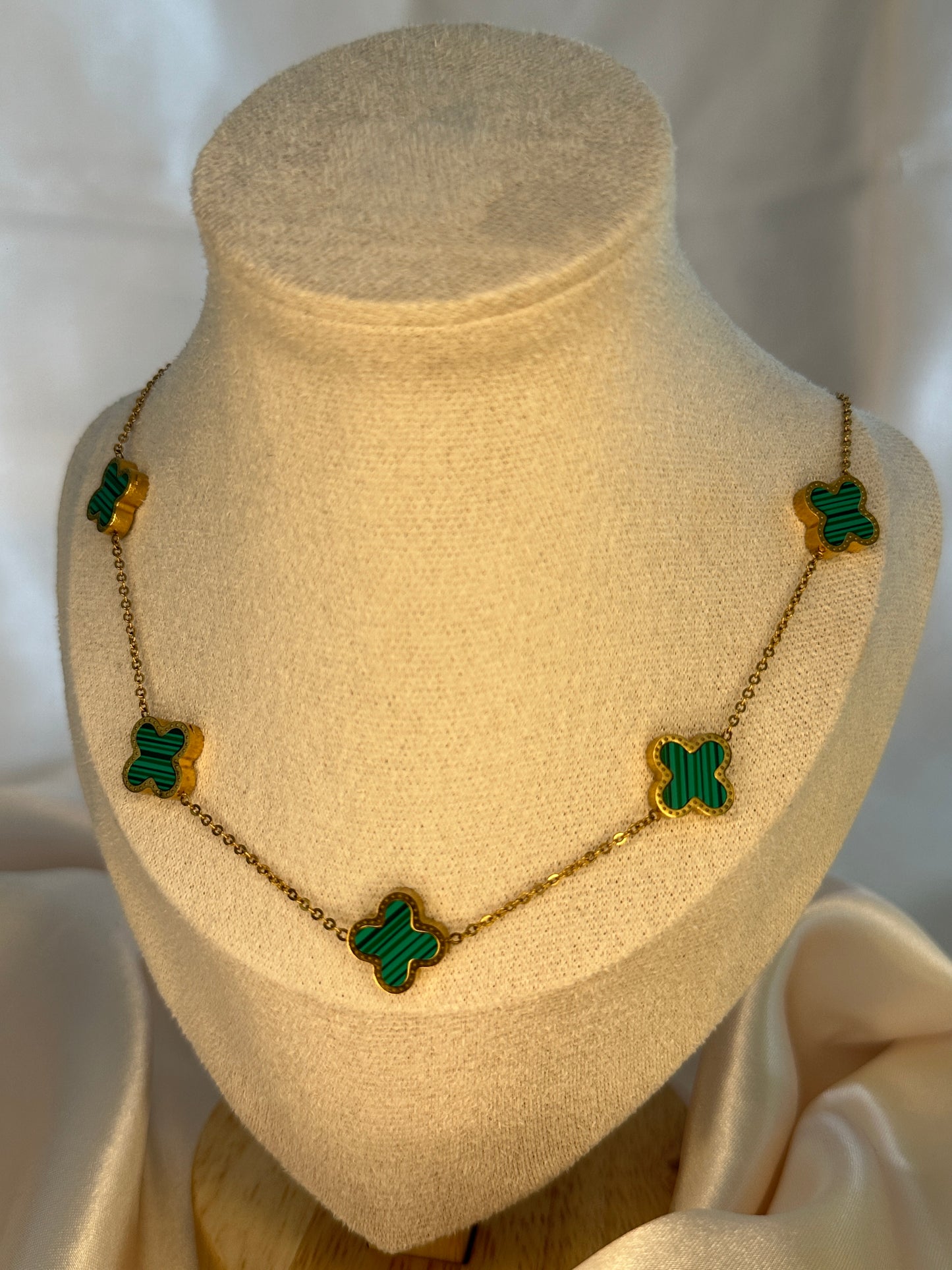 Basilia Four Leaf Clover Necklace Emerald