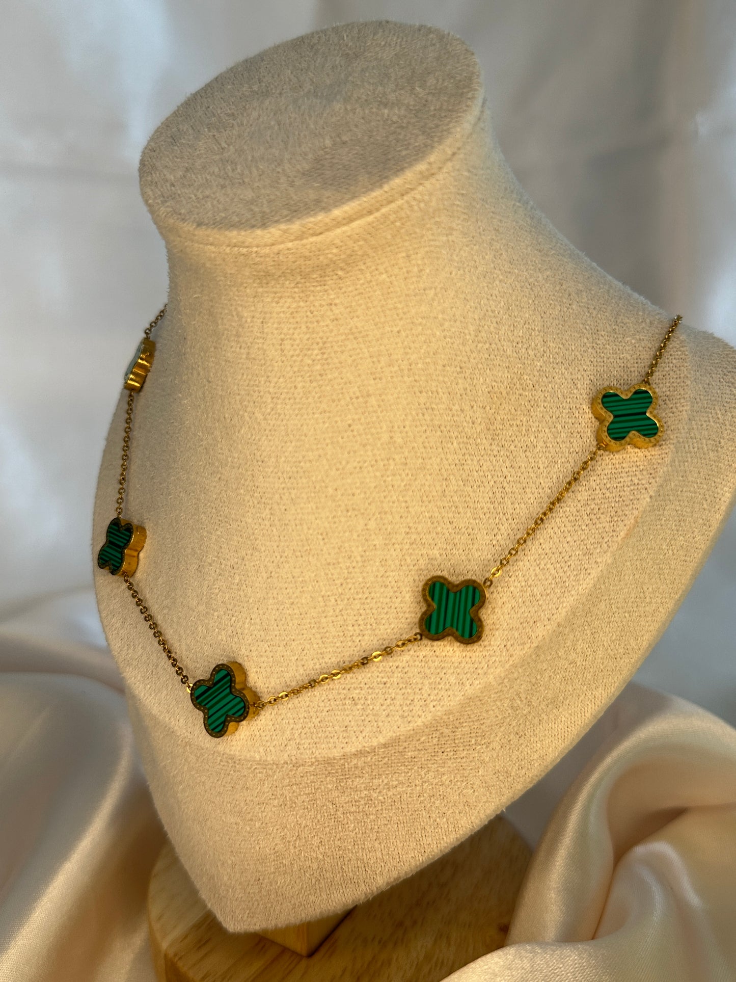 Basilia Four Leaf Clover Necklace Emerald