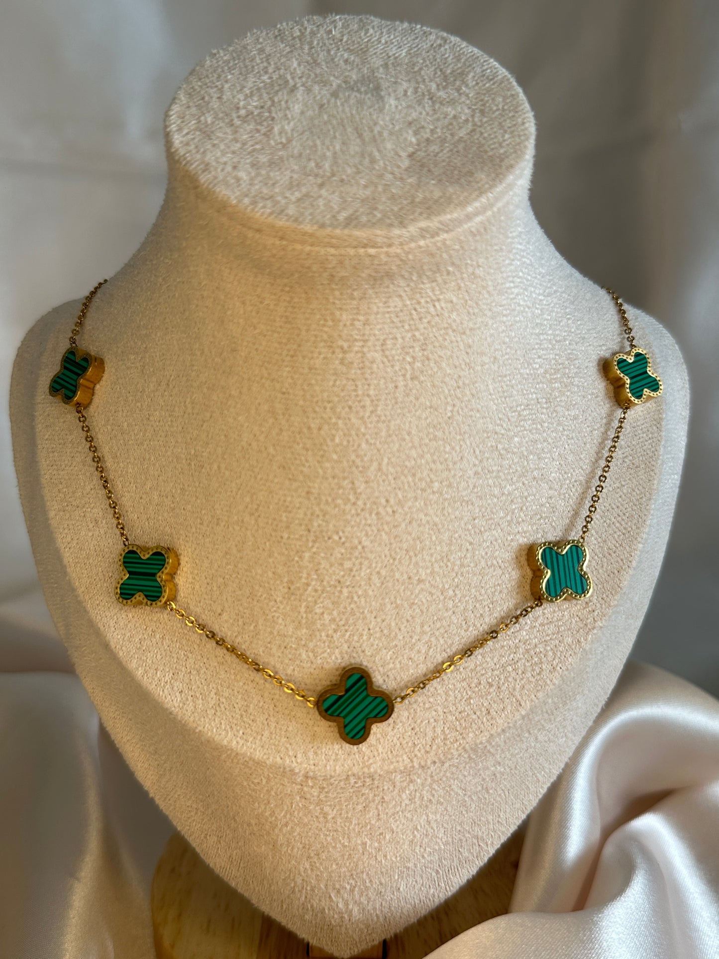 Basilia Four Leaf Clover Necklace Emerald