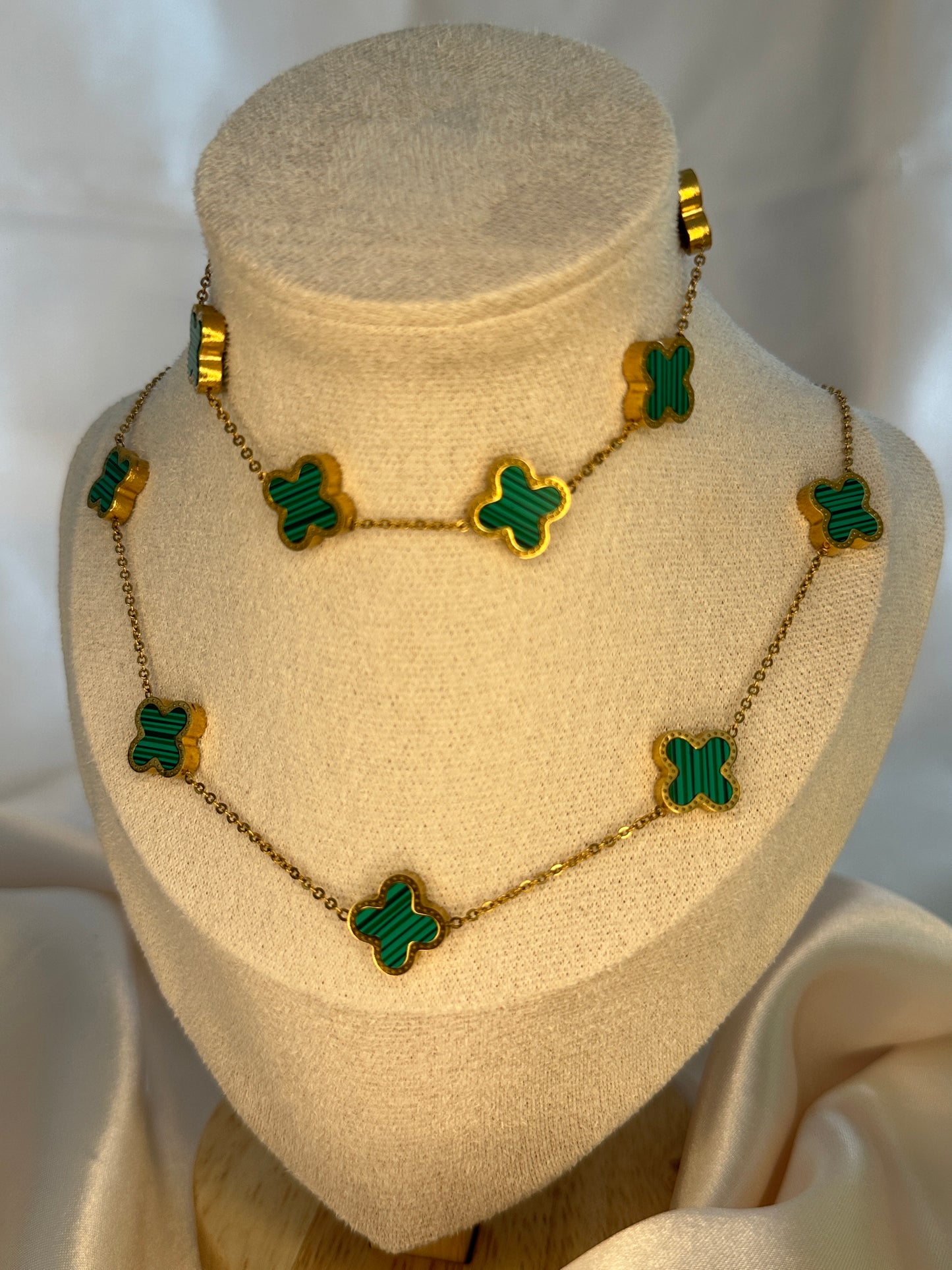 Basilia Four Leaf Clover Necklace Emerald