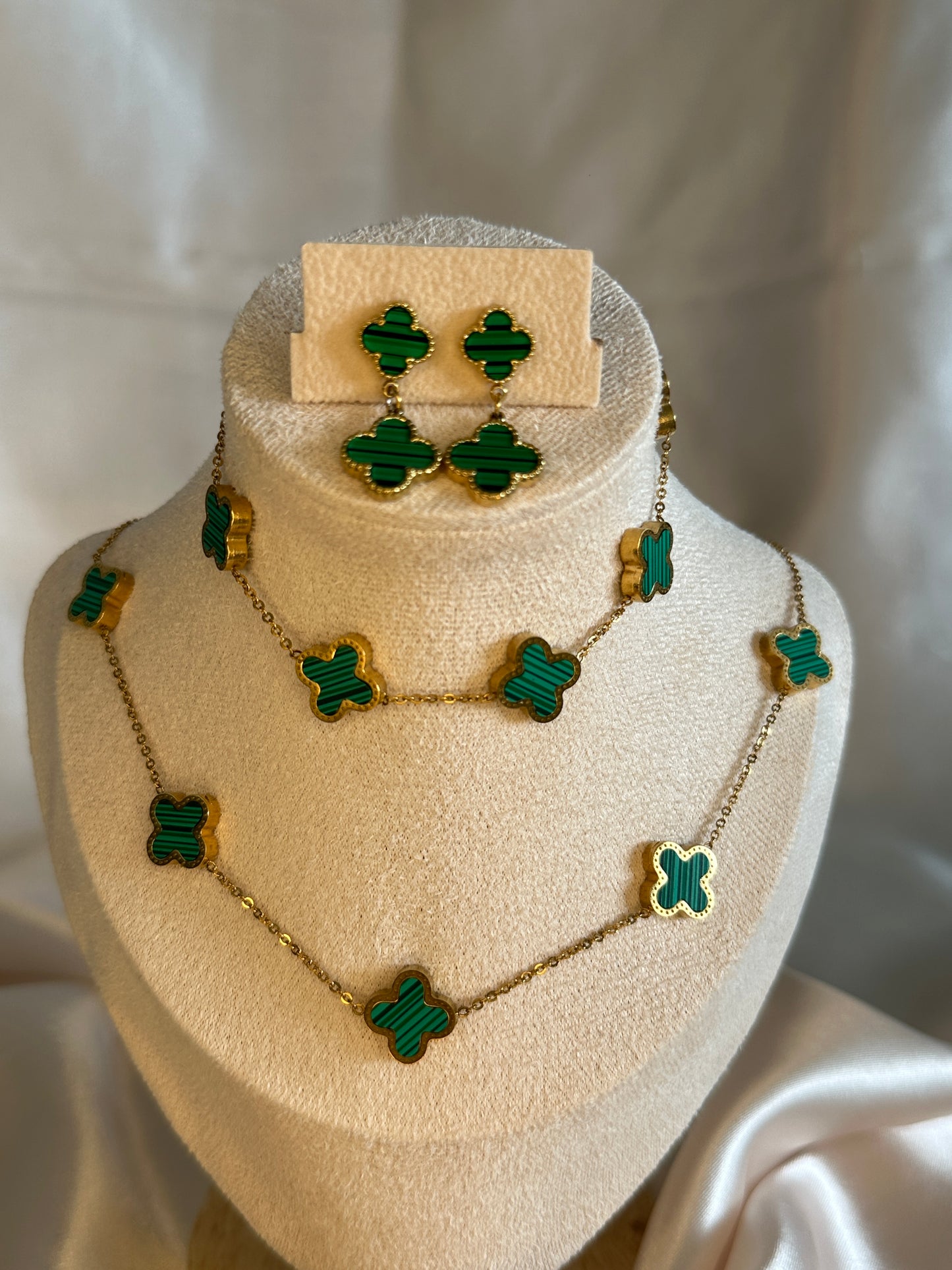 Basilia Four Leaf Clover Necklace Emerald