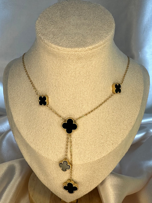 Four Leaf Clover Necklace Black