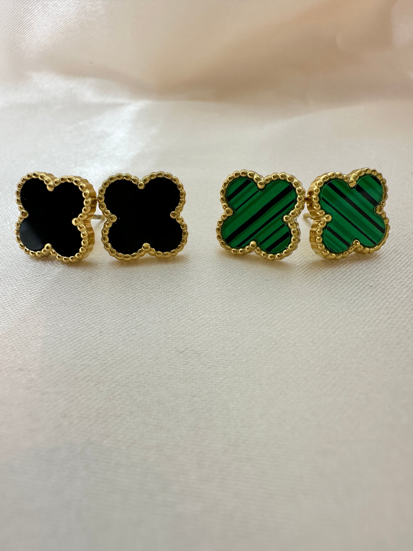 Four Leaf Stud Earrings Emerald