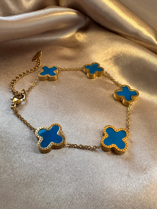 Four Leaf Clover Bracelet Blue