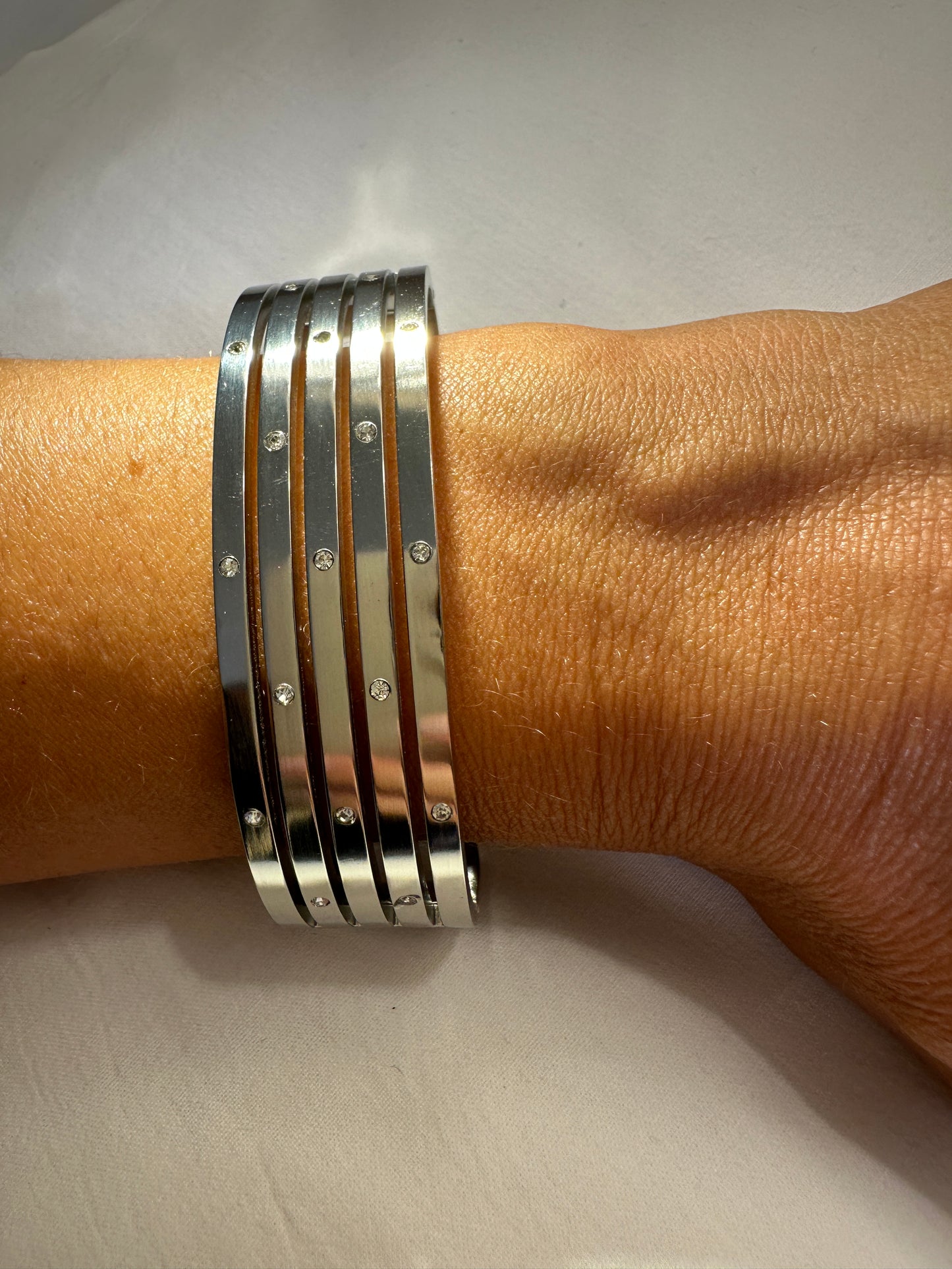 Bronte Stainless Steel Silver Bangle