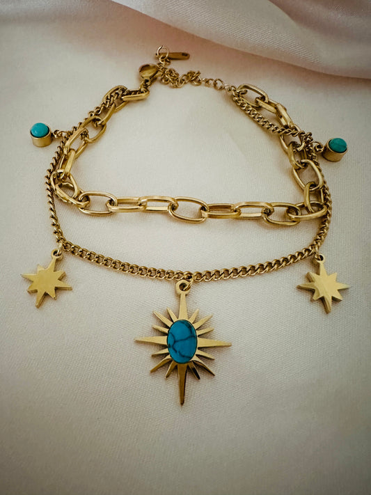 Blue North Star Gold Bracelet