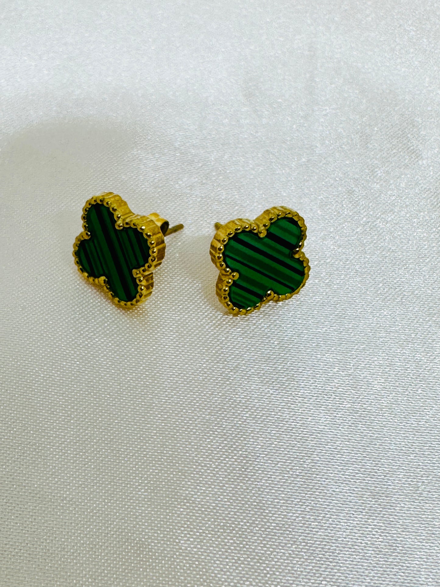 Four Leaf Stud Earrings Emerald