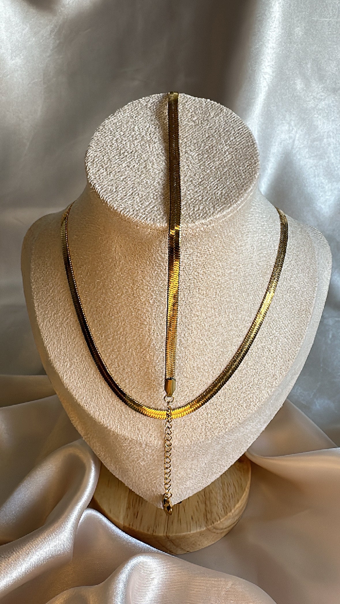 Herringbone Necklace and Bracelet Set Gold