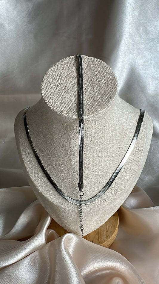 Herringbone Necklace and Bracelet Set Silver