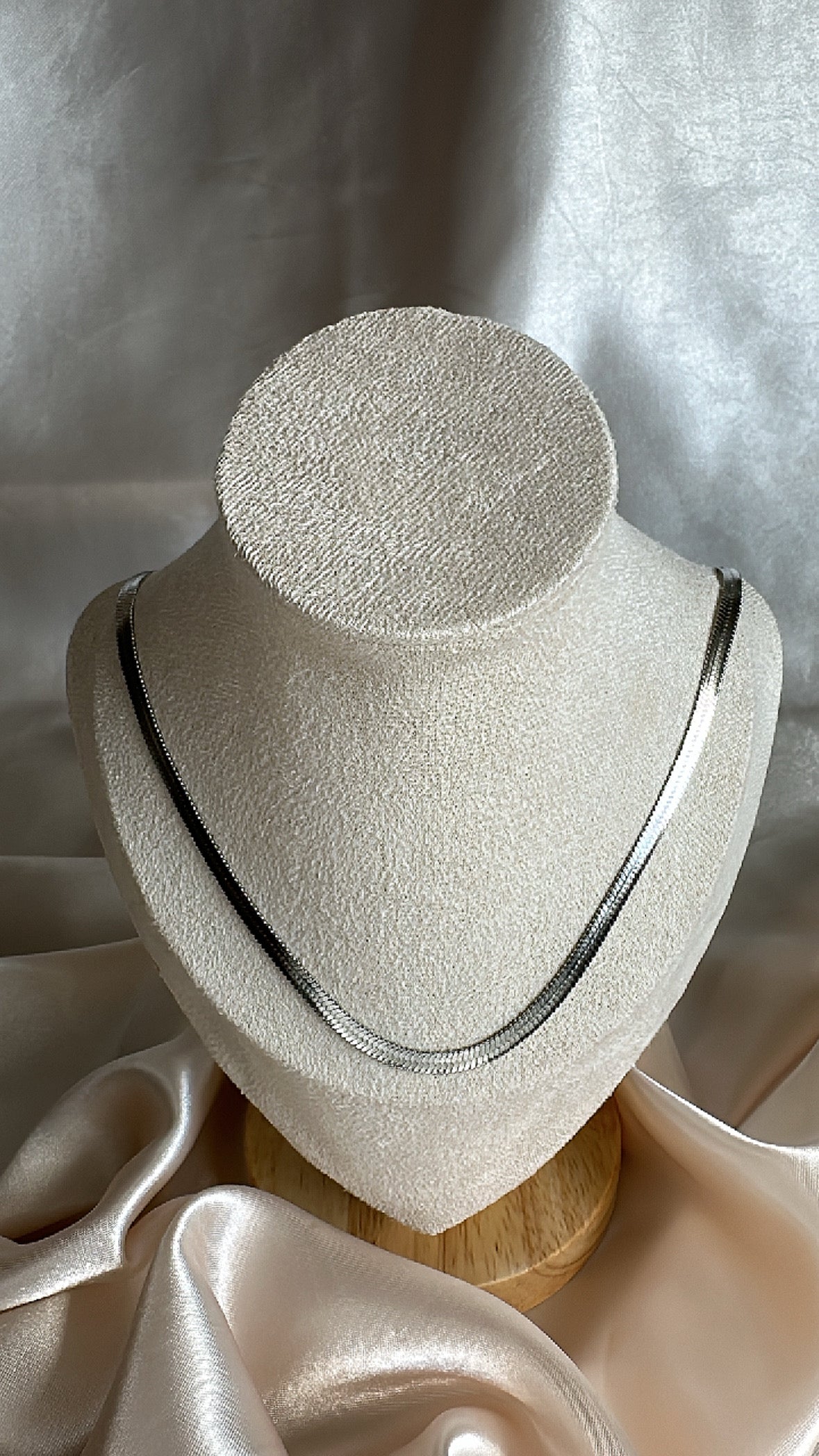 Herringbone Chain Silver Necklace