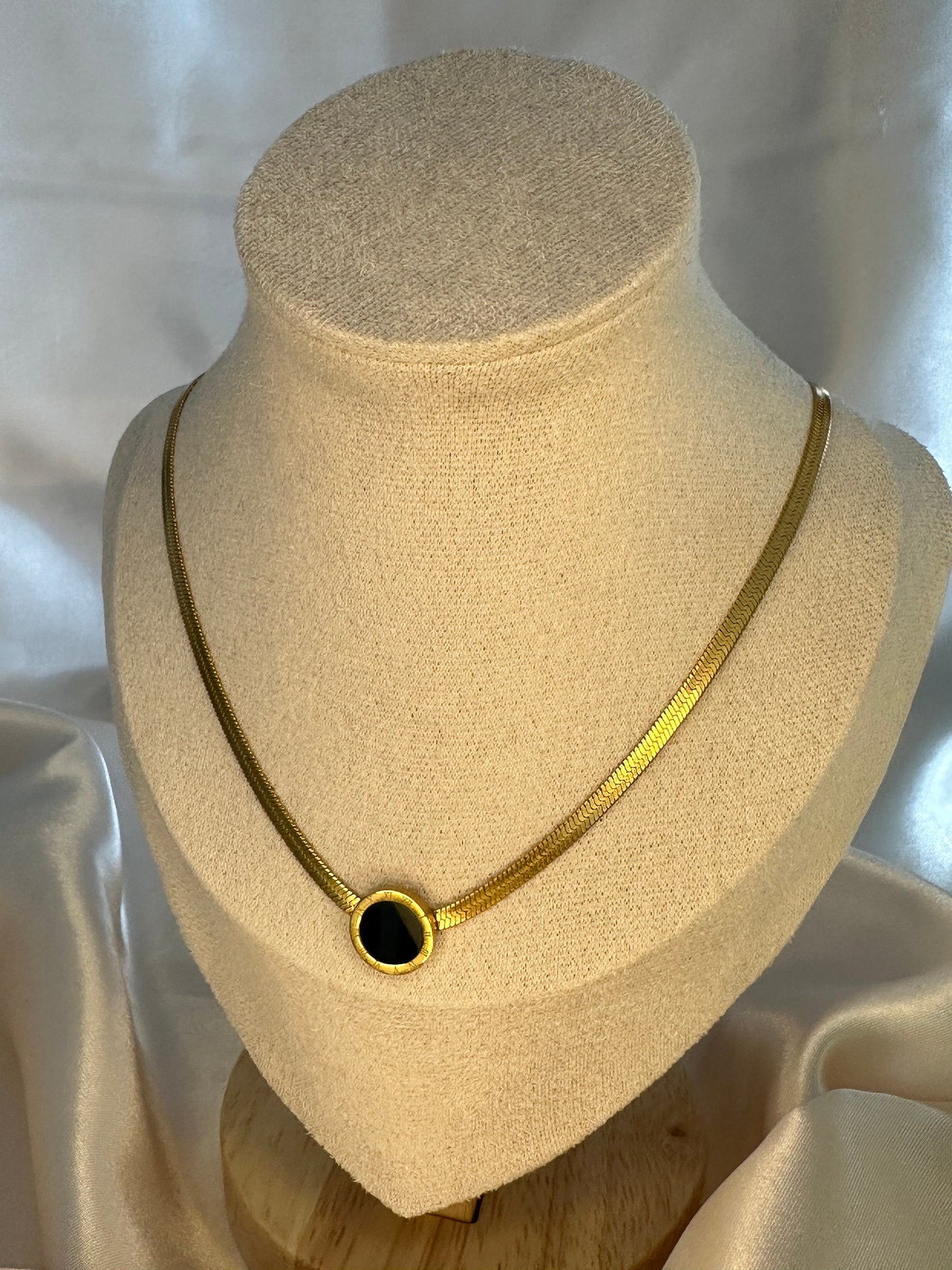 Gold Herringbone Necklace-Dainty Gold Charm Unique