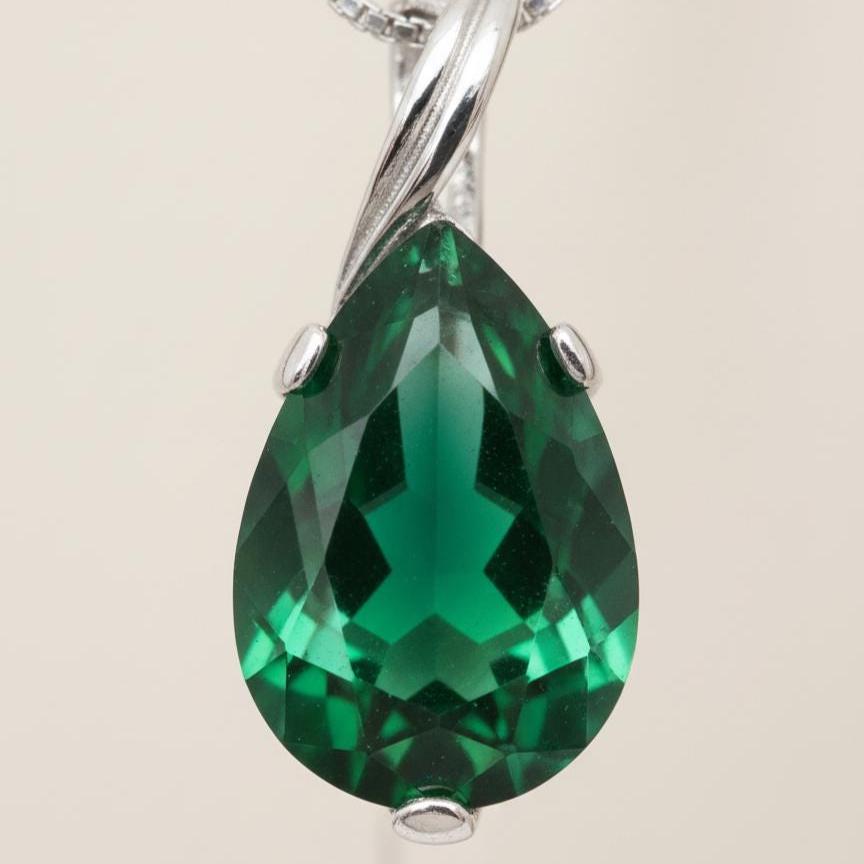Dainty Emerald Necklace - May Birthstone Pendant