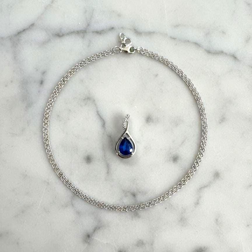 Royal Blue Sapphire Infinity Necklace -September Birthstone Pendant-925 Sterling Silver