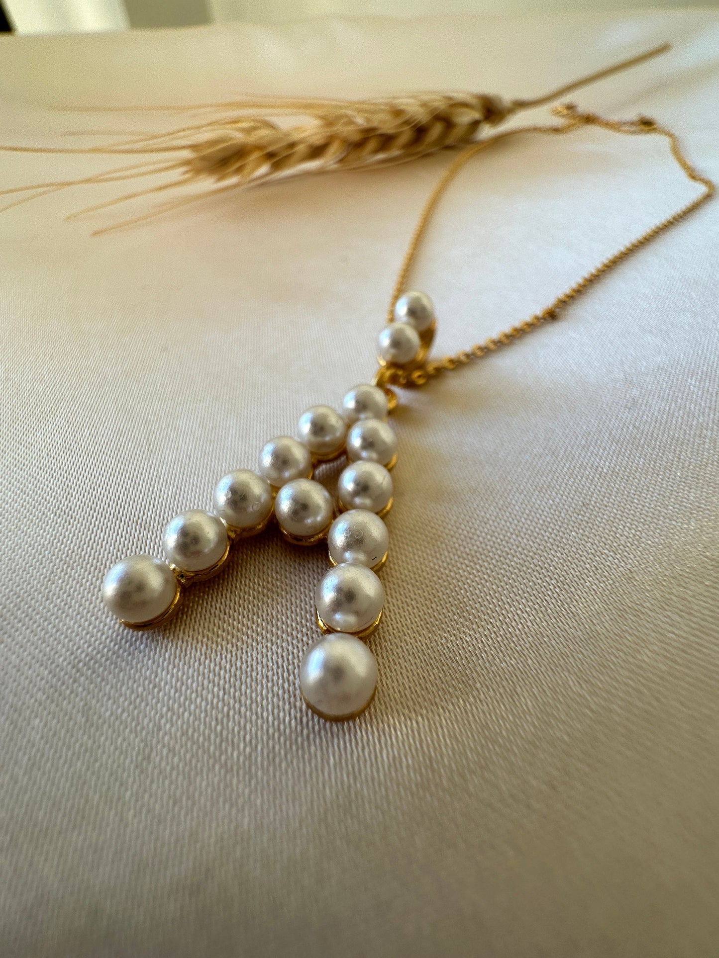 Pearl Initial Necklace: Gold Letter Pendant