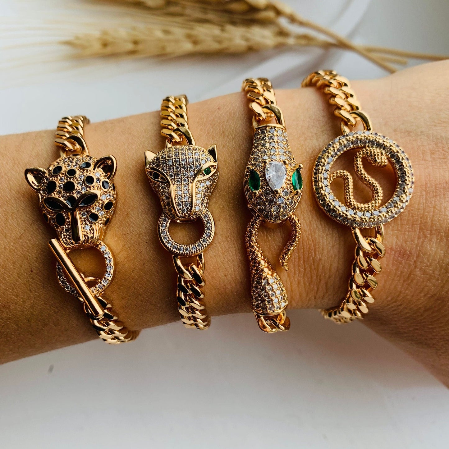 Gold Snake Bracelet: Brass Serpentia Chain Bracelet