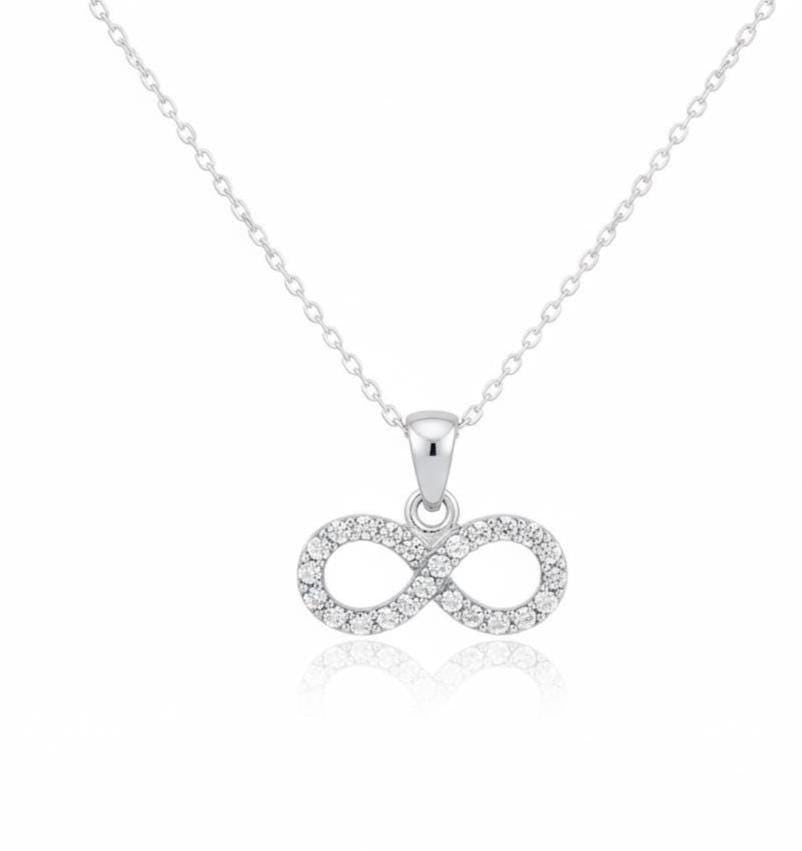 Infinity Zircon Sterling Silver Necklace -