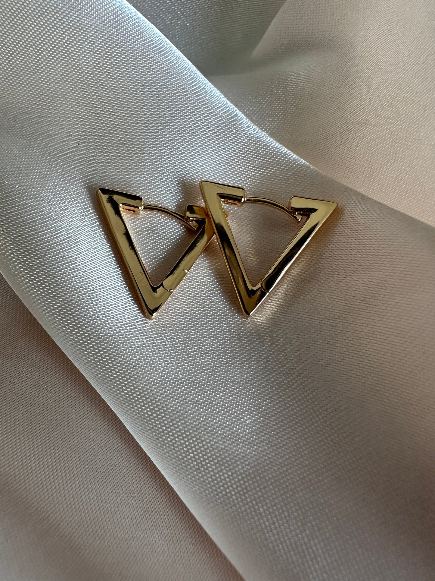 Gold Triangle Earrings - 18ct PVD Plated Brass- Upcycled