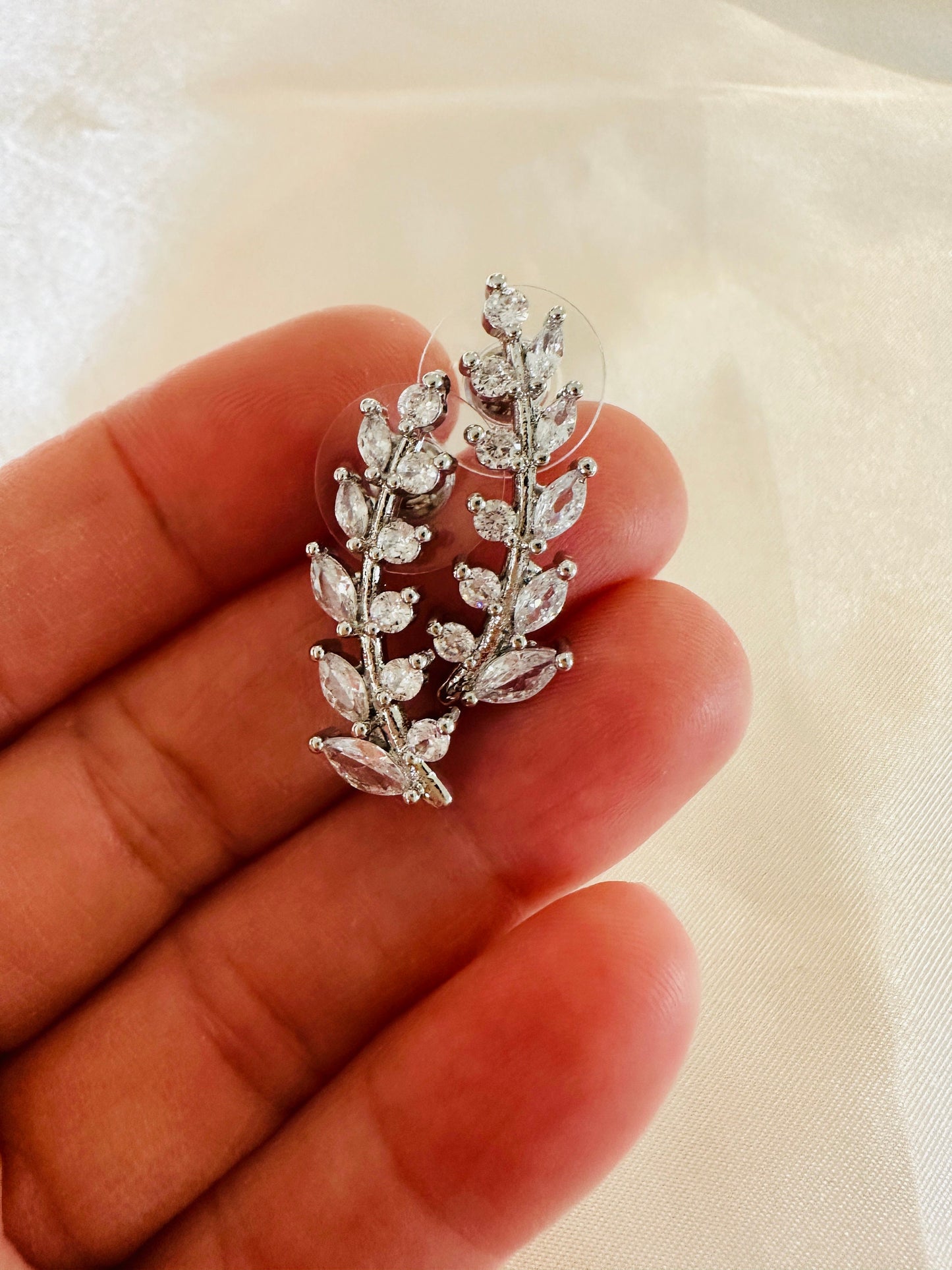 Silver Leaf Stud Earrings: Dainty Brass Jewelry