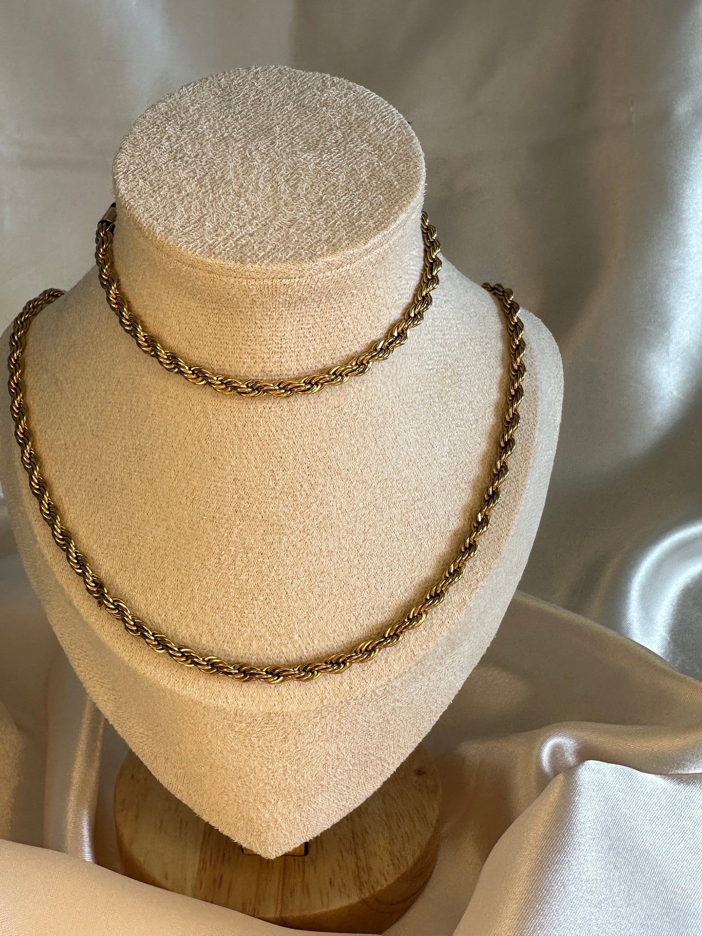 Gold Rope Chain Necklace: 18Ct PVD Plated Stainless Steel, 45cm