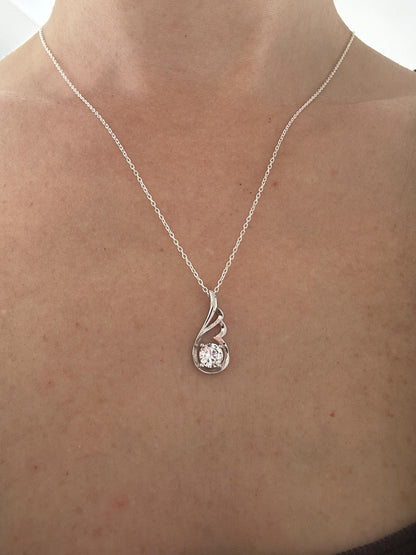 Angel Wing Necklace in Sterling Silver - April Birthstone Necklace -Gift For Her
